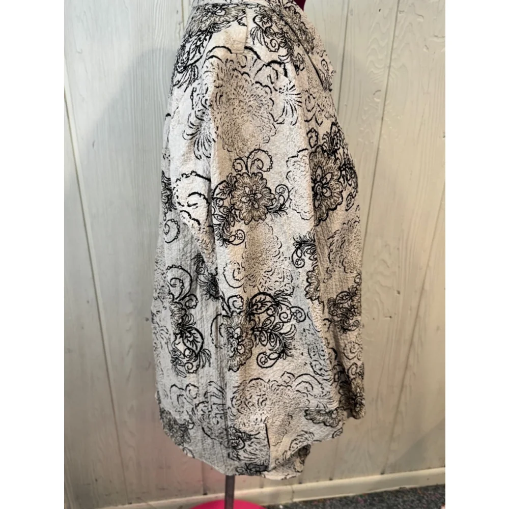 Habitat Beige Black Floral Blouse Jacket Large